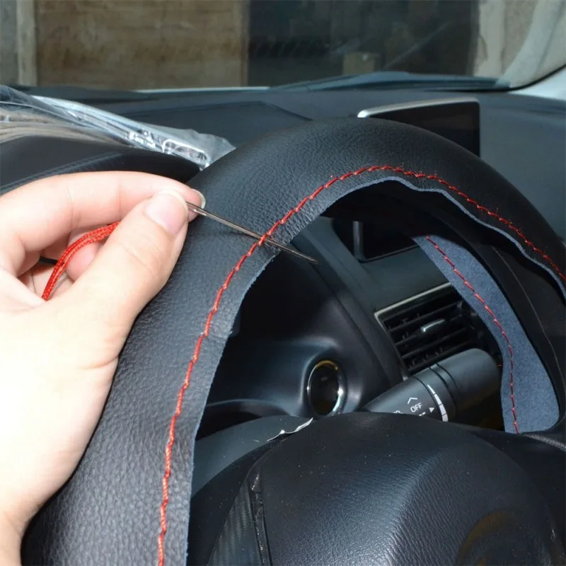 Nice Car Interior Accessories 37cm/38CM DIY Steering Wheel Covers soft Leather braid on the steering-wheel of Car New