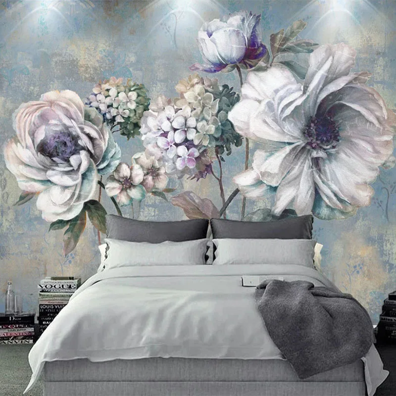 Custom Mural Wallpaper 3D Stereo Oil Painting Vintage Flowers Fresco Living Room TV Sofa Bedroom Home Decor Papel De Parede
