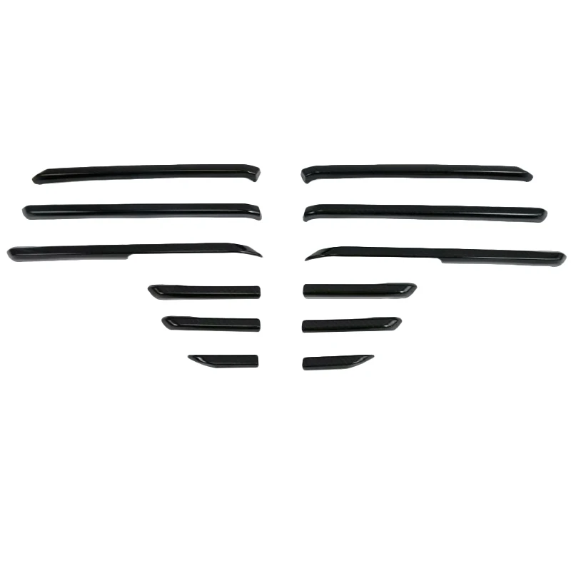 ABS Chrome Carbon Fiber Style Front Central Grille Grill Plate Strip Cover Trim 12 Pcs Fit For Mazda 3 2017 2018 Exterior Kit