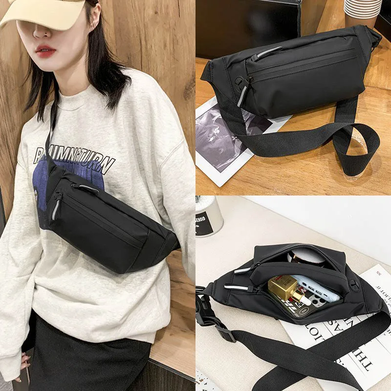 

2020 Fashion Black Waist Bags Men Travel Crossbody Pouch Nylon Unisex Chest Bag Male Belt Purse Phone Pouch Hip Waist Pack