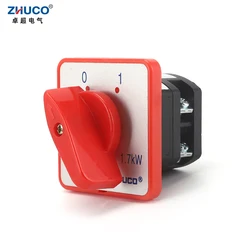 ZHUCO HZ5D-10/1.7 L01 10A  2 Position 1 Phase Rotary Double Poles Combination Switch Knob Selection Cam changeover Switch