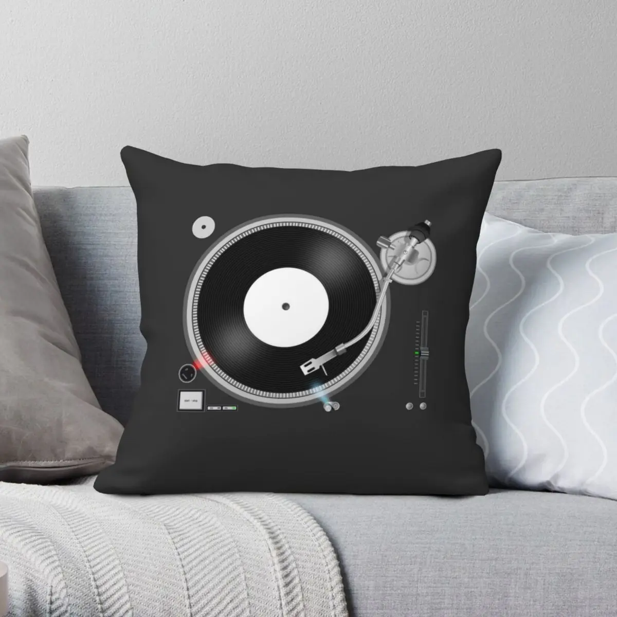 TURNTABLE Square Pillowcase Polyester Linen Velvet Pattern Zip Decorative Home Cushion Case