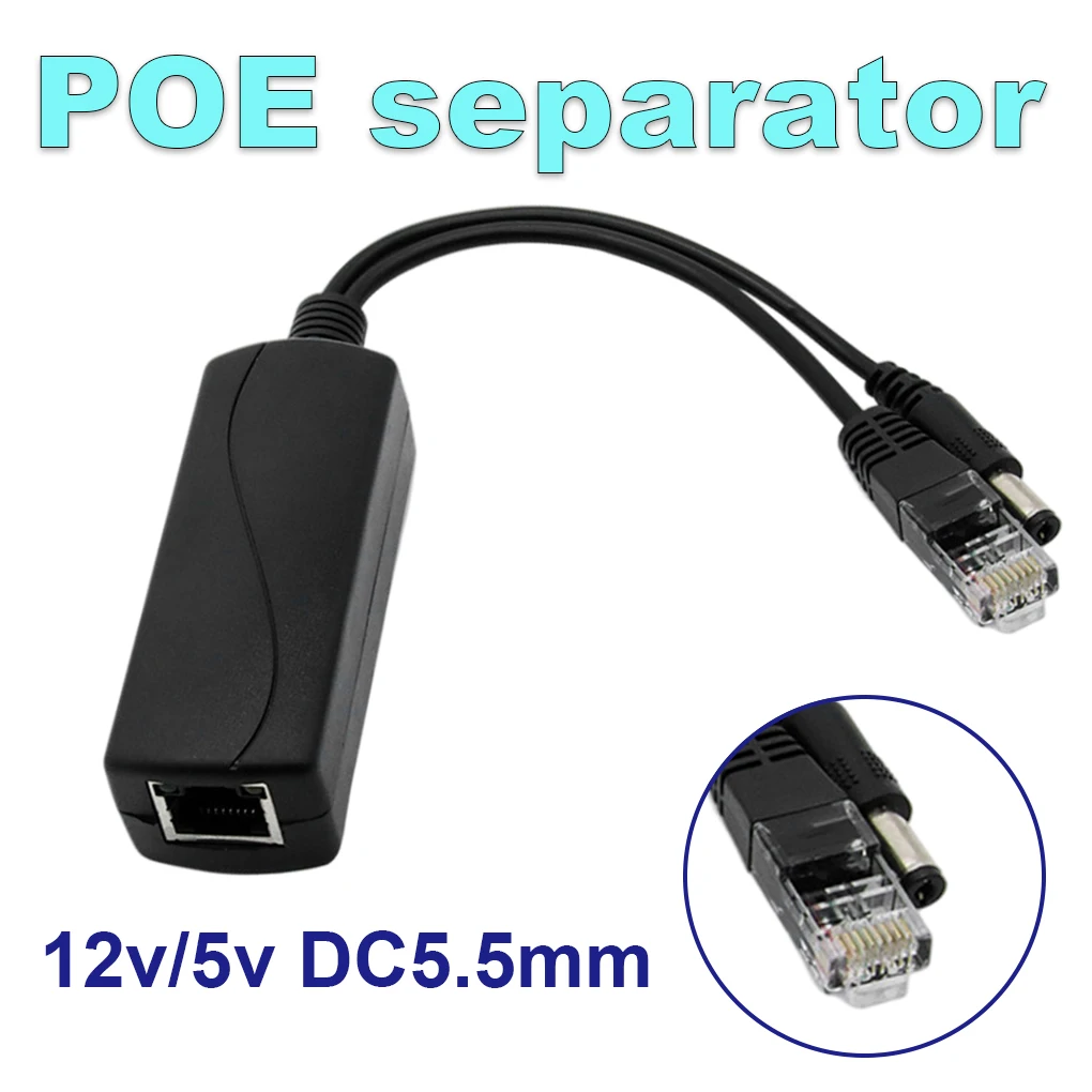 48V To 12V POE Connectors Adapter Cable Splitter Injector Power Supply for Huawei for Hikvision