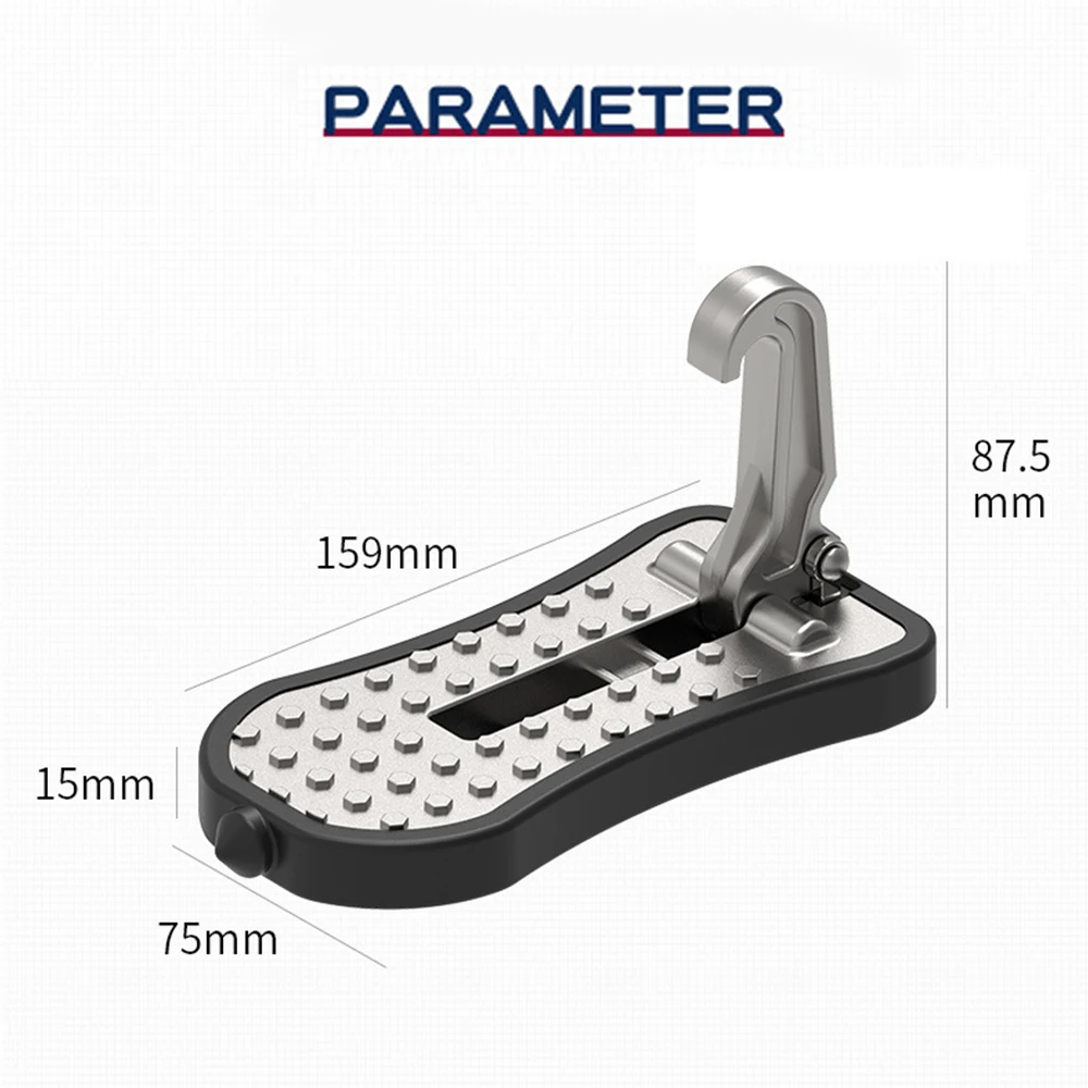 Multifunction Foldable Car Roof Rack Step Car Door Step Universal Latch Hook Auxiliary Foot Pedal Aluminium Alloy Safety Hammer