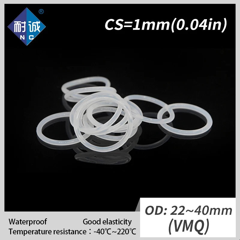 

5PCS/lot Silicone rubber o-ring VMQ CS 1mm OD22/23/24/25/26/27/28/30/34/40mm O Ring Gasket Silicone O-ring waterproof