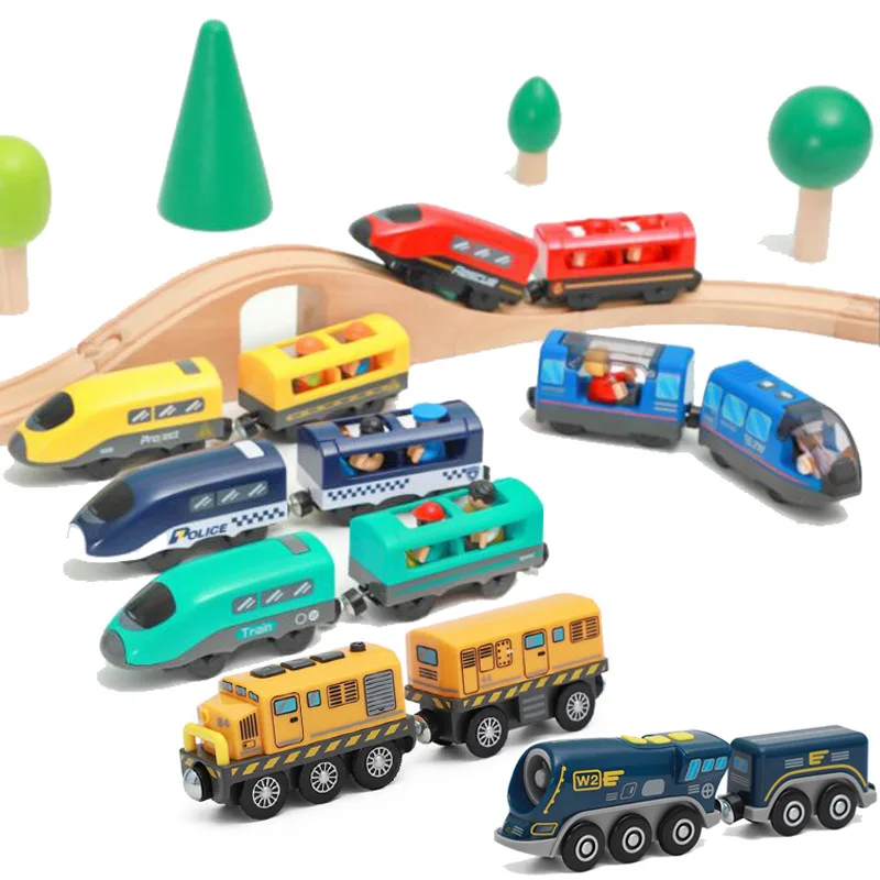 

Electric Train Set Toys Model Train Electric Car Fit For Wooden Railway Wood Train Track Christmas Gift For Children