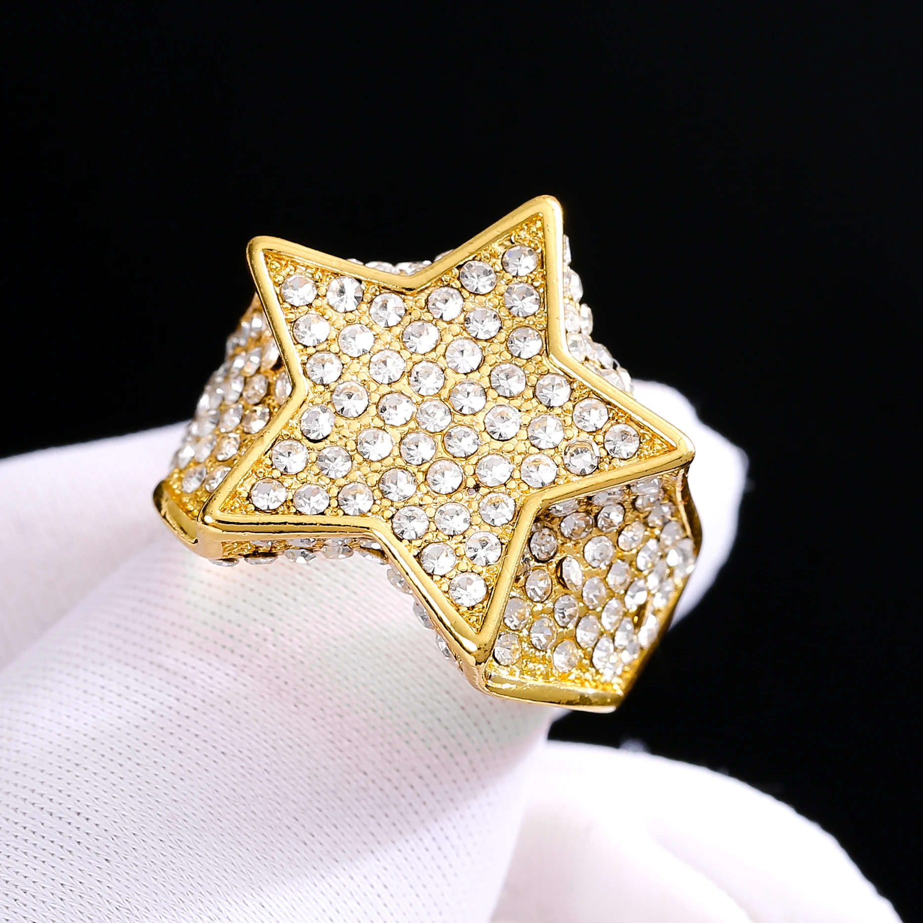 Ofertas Milangirl New Hip Hop Rock Five Star Pentagram Zirconia Rings for Men Women Wedding Party Luxury Jewelry