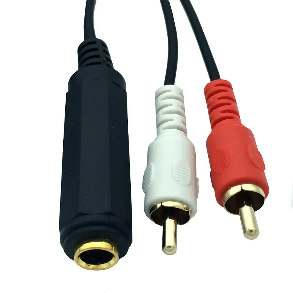 6.35mm macho jack para 2 rca phono macho jack áudio estéreo y divisor cabo 0.25m 25cm