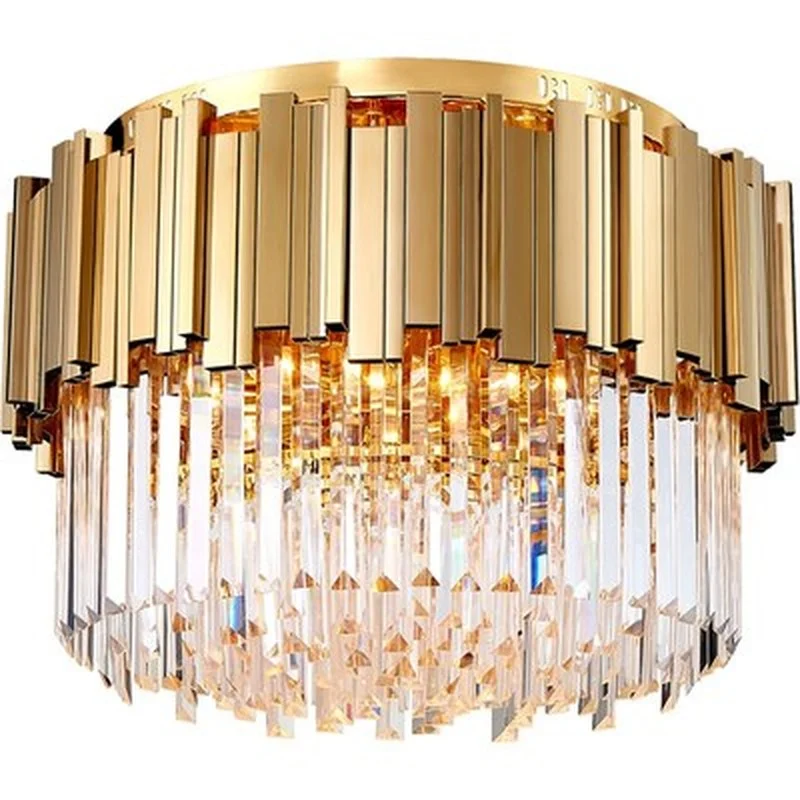 

Round Gold Crystal Chandelier For Ceiling Luxury Modern Bedroom LED Lustres De Cristal Home Indoor Lighting Fixtures