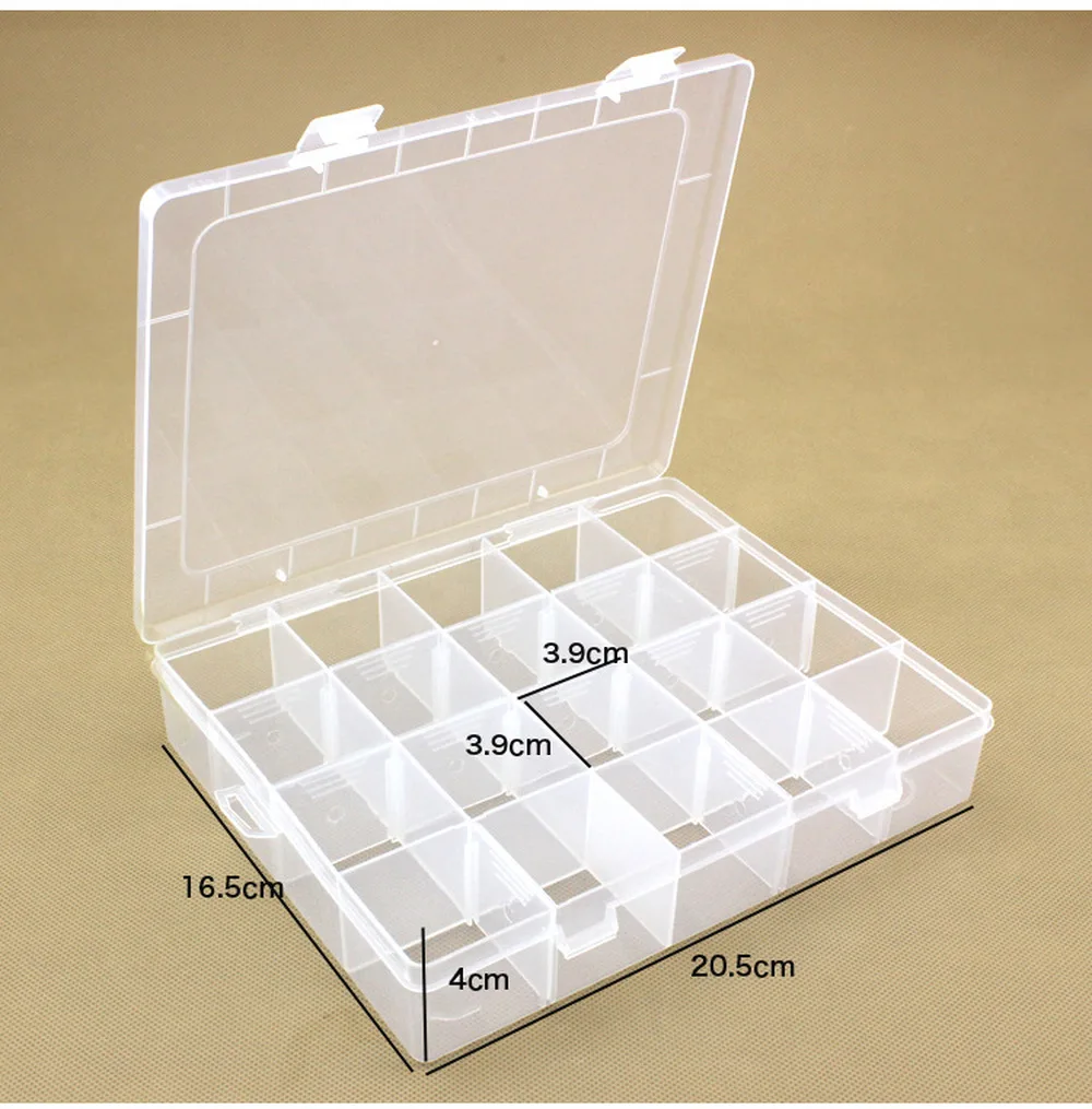 20 Fixed Grid Detachable Transparent Plastic Earrings Jewelry Box Portable Small Pill Box Multi-class Sorting Box Storage Box