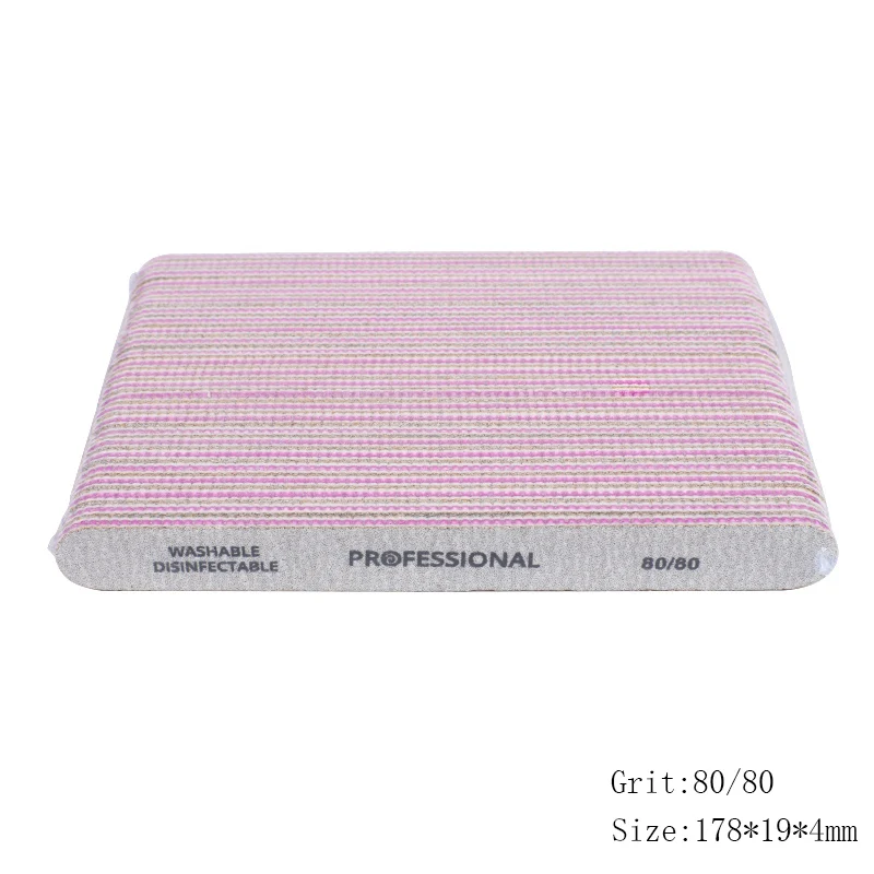 50 Stuks Professionele Nagelvijl 80/100/180/240 Grijs Manicure Buffer Blok Mix Stijl Nagelvijl Pedicure Schuren nagelsalon Gereedschap