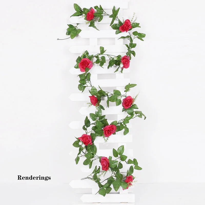 33 رؤساء زهرة/دفعات من الحرير الورود اللبلاب ، الأوراق الخضراء ، وتستخدم للزينة الزفاف الأسرة ، أوراق وهمية diy بها بنفسك إكليل معلق ar #3