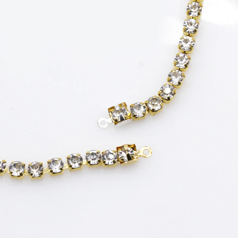 100p ss12 ss16 ss18 ss28 ss38 Gold silver Cup claw With Loop crystal rhinestone Trim End Chain Connector Ends Rings Lobster Clap