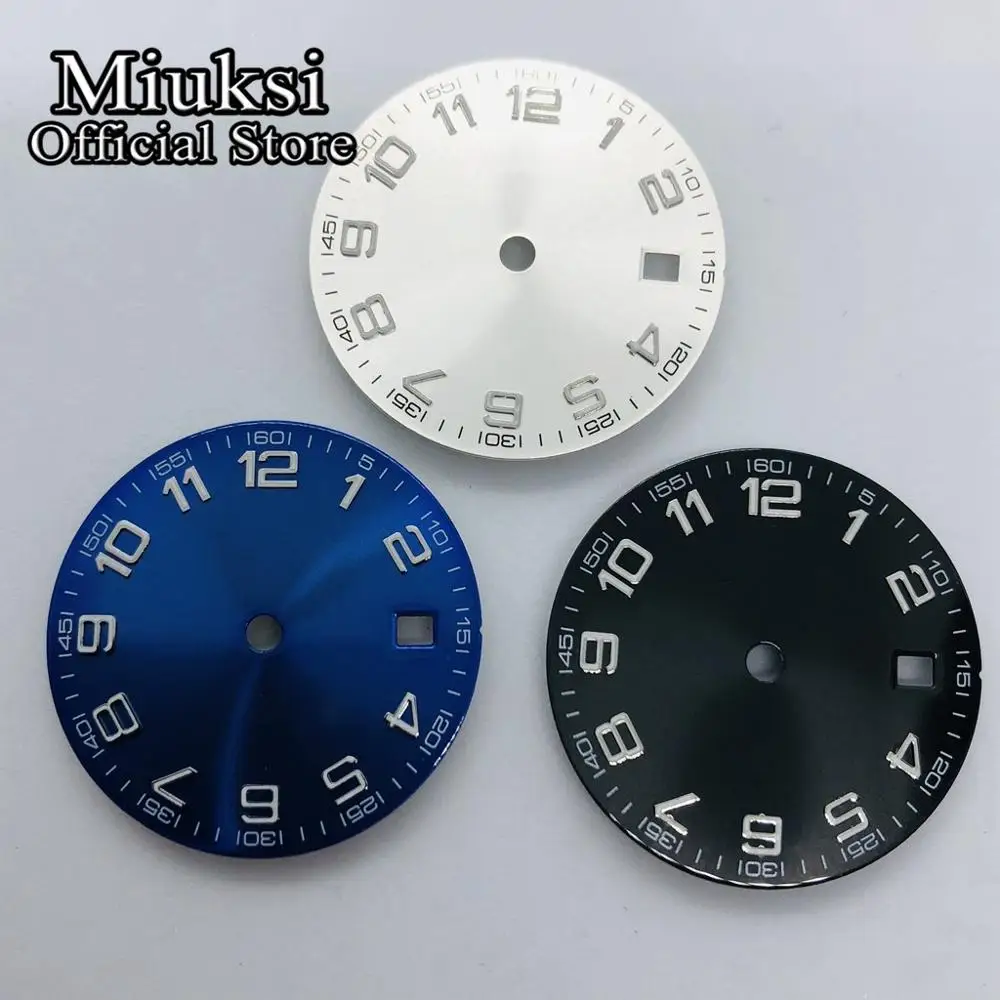 Miuksi 29.2mm silver blue black watch dial luminous dial fit ETA 2836 2824 Mingzhu DG2813 3804 Miyota 8205 8215 821A movement