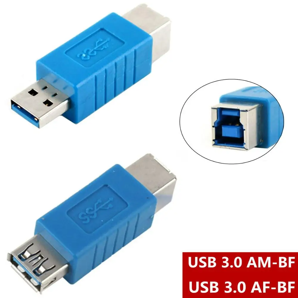 USB wysokiej jakości 3.0 typ A żeńskie na typ B żeńskie złącze wtykowe Adapter USB 3.0 Adapter konwertera AF na BF