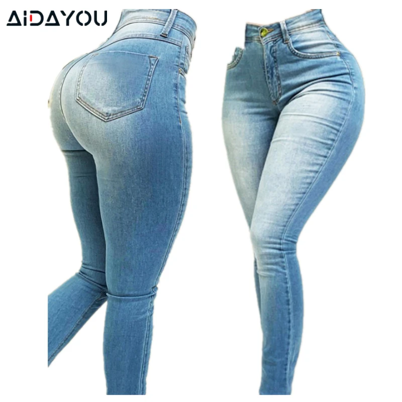 Womens Stretchy High Waisted Jeans Big Butt Hips Jean Denim Pants Pull Up Elastic Super Good Stretch Elastic Jean Curvy ouc292a