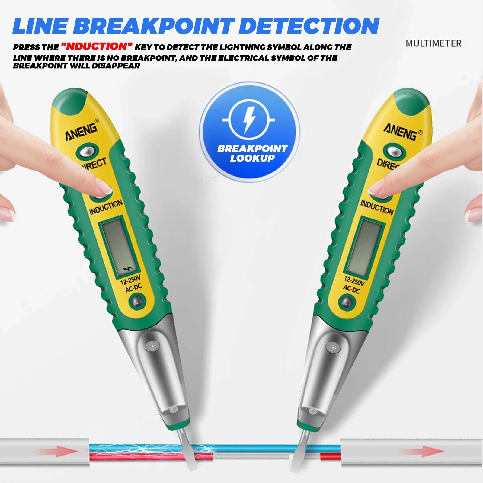 VD700 Digital Electric Test Pen AC/DC 12-250V Multifunction Voltage Detector Pencil Portable LCD Display Mini Electrician Tester