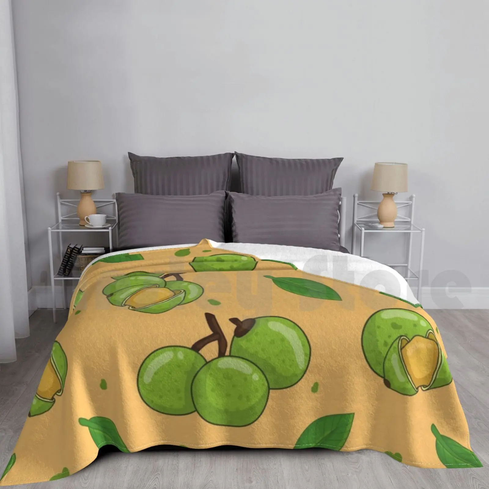 

Mamoncillo Blanket Fashion Custom Fruit Food Juice Plant Rapport Patterns Colombia