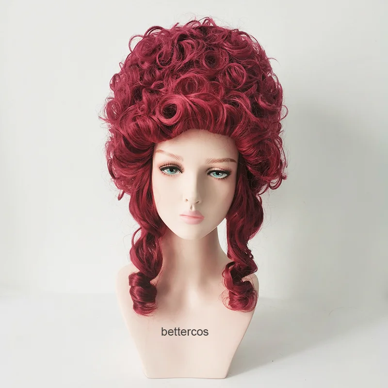 Marie Antoinette parrucche Cosplay accessorio Costume principessa parrucca sintetica resistente al calore riccia media + cappuccio parrucca