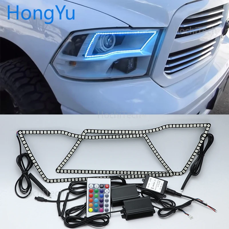 

Разноцветный комплект RGB Angel Eyes DRL светодиодный Ring SMD для Dodge Ram 1500 Sport Quad Trucks, аксессуары для тюнинга 2009-2016