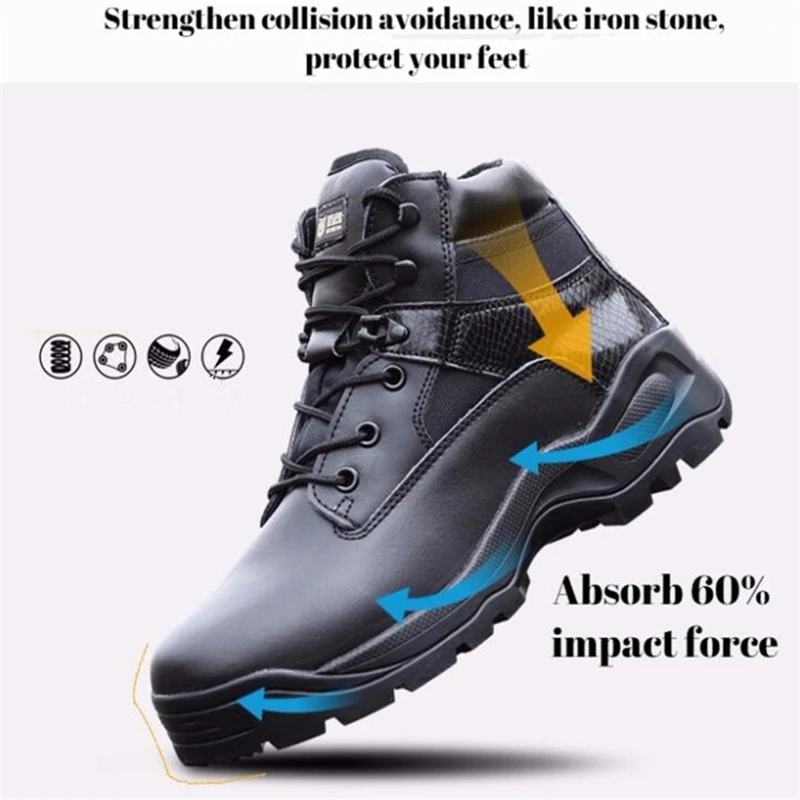 Men Army Tactical Boots Leather Low-Zip Waterproof Combat Boots Black Outdoor Hiking Shoes sneaker for men Climbing Shoes