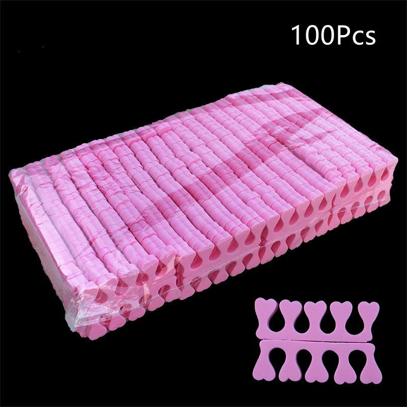 Soft Pink 100pcs Finger Toe Separators Manicure Pedicure Foot Care Compressed Sponge  Nail Art Tools Suitable For Men And Women