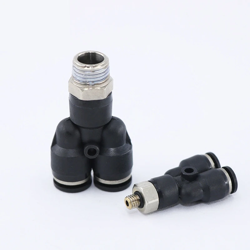 Black PX series Pneumatic 4/6/8/10 mm Pneumatic Fitting Y Shaped Tee Air Coupler Connector Threaded tee