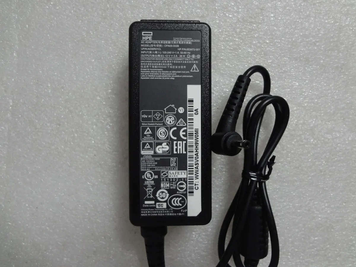

NEW OEM 36W CPA09-002B AC Adapter for HP 12V 3A 853672-001 A036R01CL Slim Original Puryuan