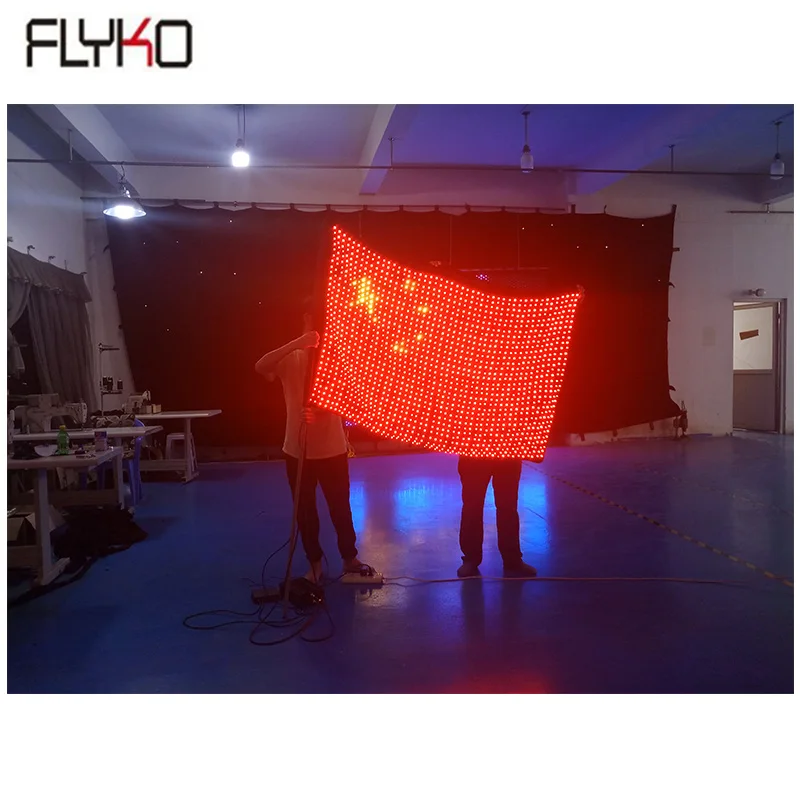 Concert backdrops stage fashion foldable P30mm 0.96x1.44m led vision flag curtain for Stage Covers Backdrops DJ Booths