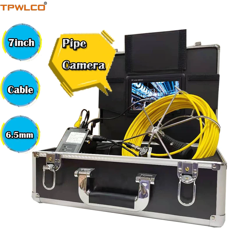 IP68 Waterproof Drain Pipe Sewer Inspection Video Camera With DVR Function 6.5mm 20m-50m Cable 7