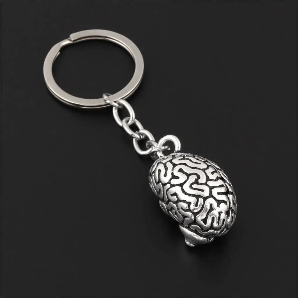 1Pc Vintage 3D Brain Keychain Anatomical Organs Body Parts Keyring For Doctor Graduation Gift Jewelry Handcrafts E2579