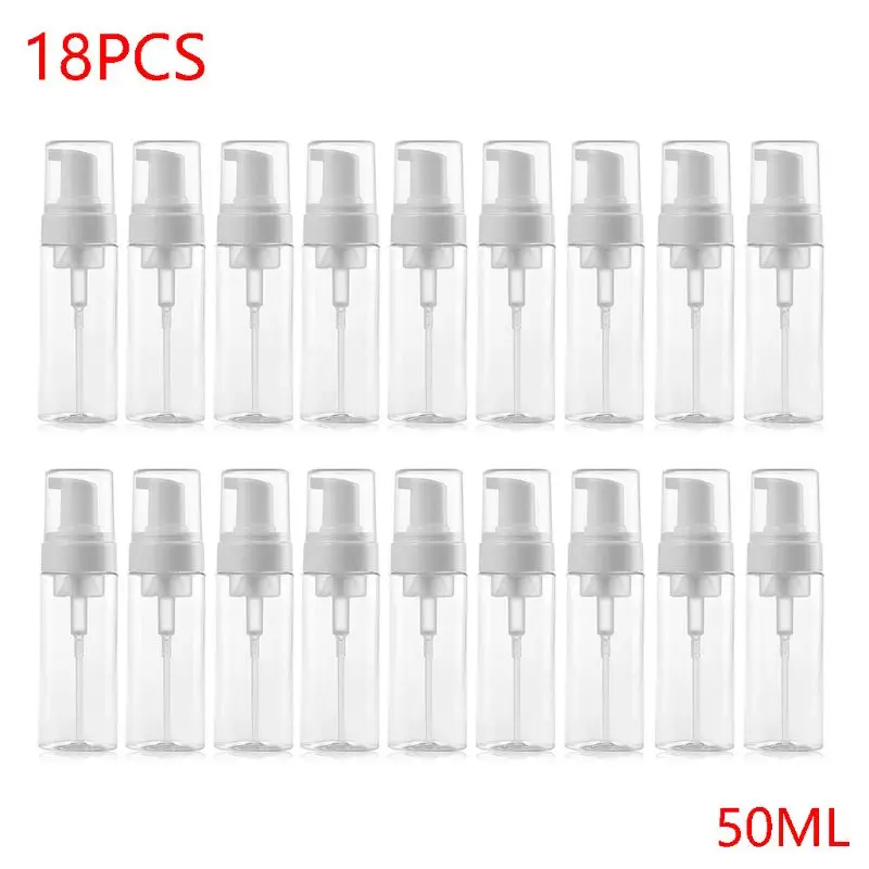 18 Pack 50 M L Foam Dispenser Bottle Plastic BPA Free Refillable Mini Foaming Soap Dispenser Pump Bottles -for Travel