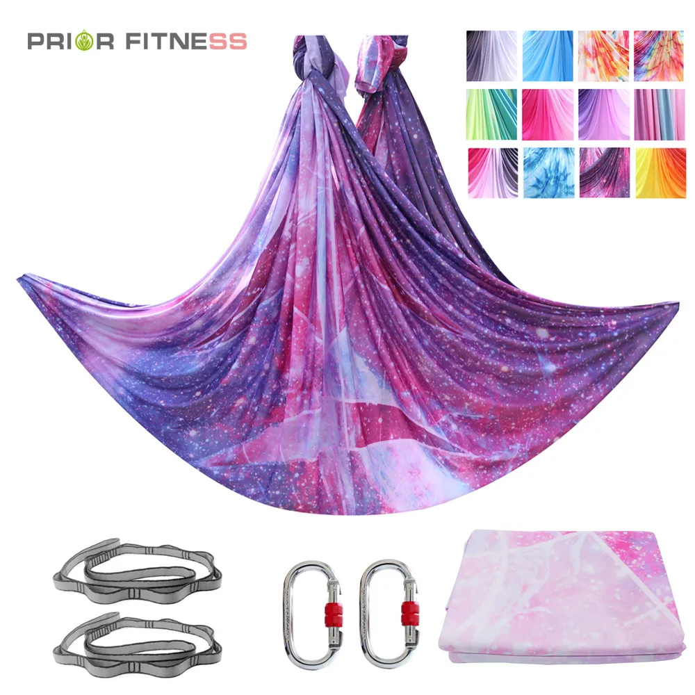 PRIOR FITNESS 5 Meters Yoga Hammock set Anti gravity inversion Aerial yoga Equipment swing Trapeze