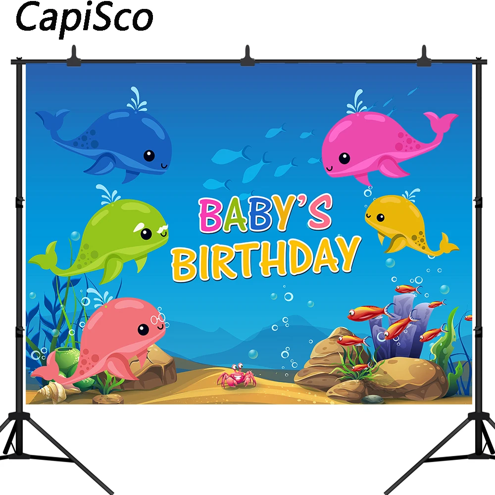 Capisco Underwater World fish Baby Birthday Photography Background Customized Photographic Backdrops for Photo Studio props