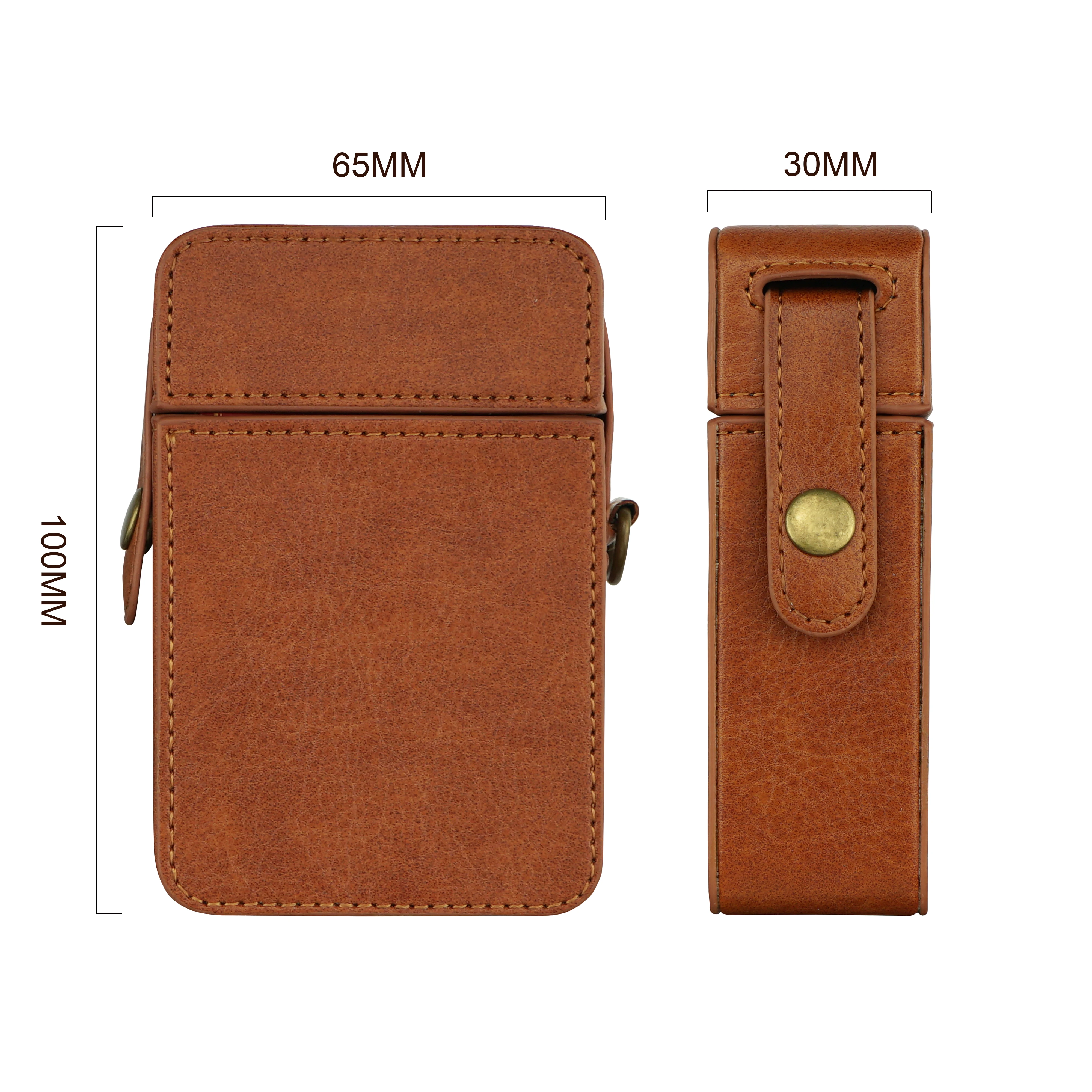 Genuine Leather Cigarette Case Cover Luxury PU Leather Cigarettes Box Holder Big Capacity Lighter Sleeve Gadgets for Women Men