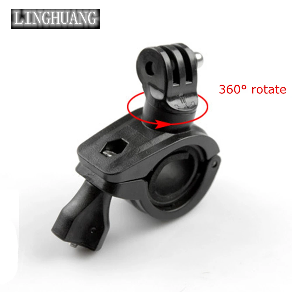 Gopro hero 5/4/3セッションスポーツカメラ用の回転可能な自転車ハンドルバーマウントホルダー三脚アダプターバイククリップブラケット