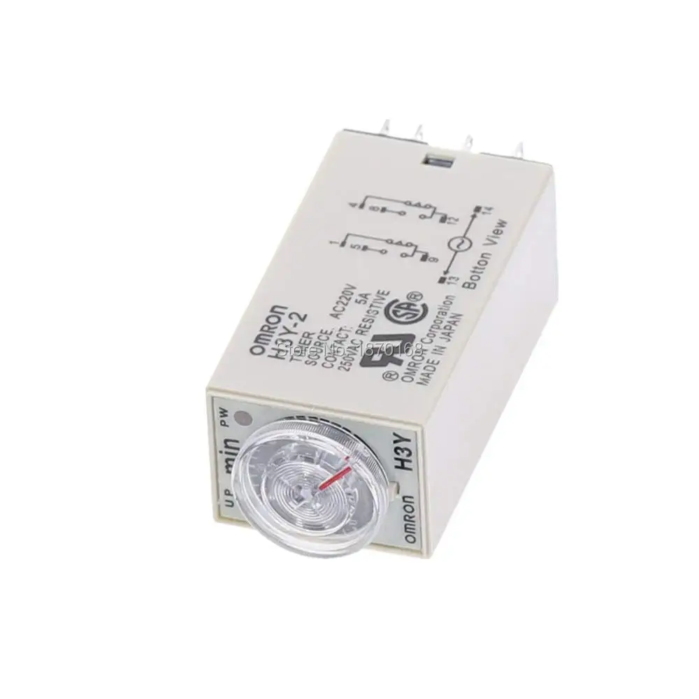 1pcs H3Y-2 DC 12V 24V /AC 110V 220V Delay Timer Time Relay 0 - 30 Minute with Base 5A
