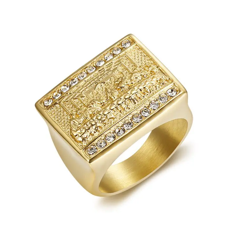 New Arrival Hip hop Unisex High Quality Gold/silver color Vinci Jesus Judah Dinner The Last Supper ring with zircon