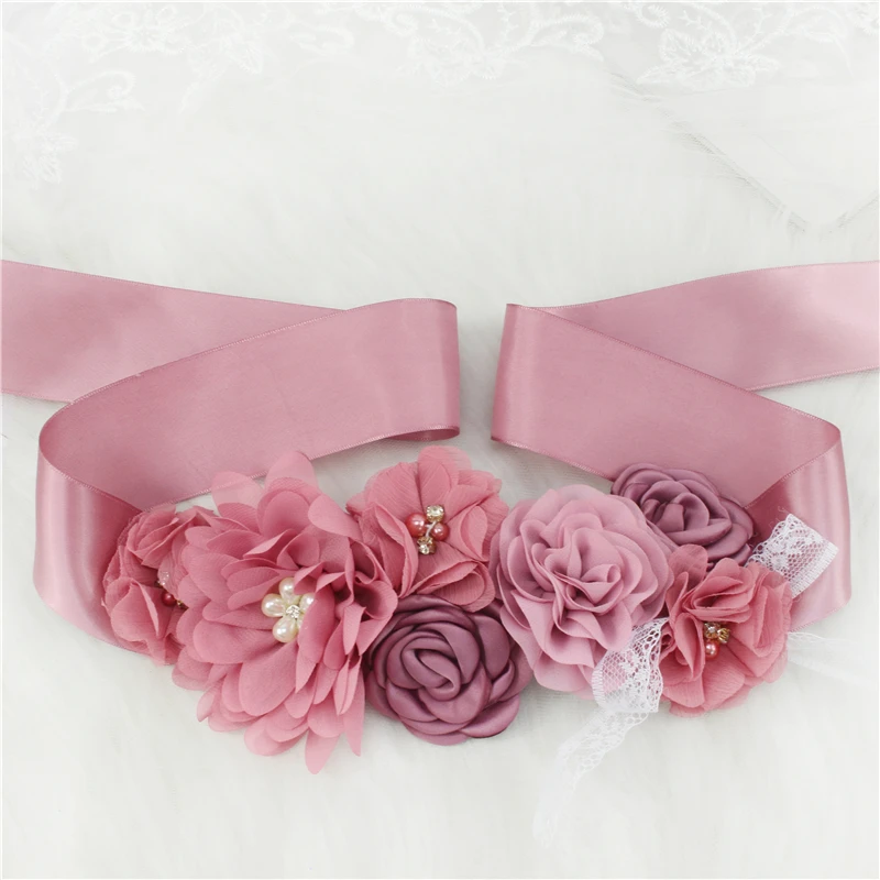 Fashion Flower Belts For Women Wedding Dresses Belt Waistband Girdle Belt Flower Rhinestone Beaded Ribbon Lace Sashes Girl