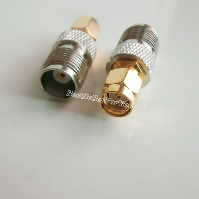 1X Connector TNC Female Jack To RP SMA Male RPSMA Plug Center RF Coaxial Adapter Connector F/F Golden