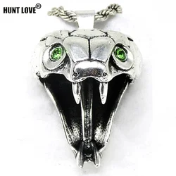 Wizard School Viper Pendant Necklace 40*25Mm Light Green Crystal Wild Snake Head Medallion Animal Chains Necklace With Bag