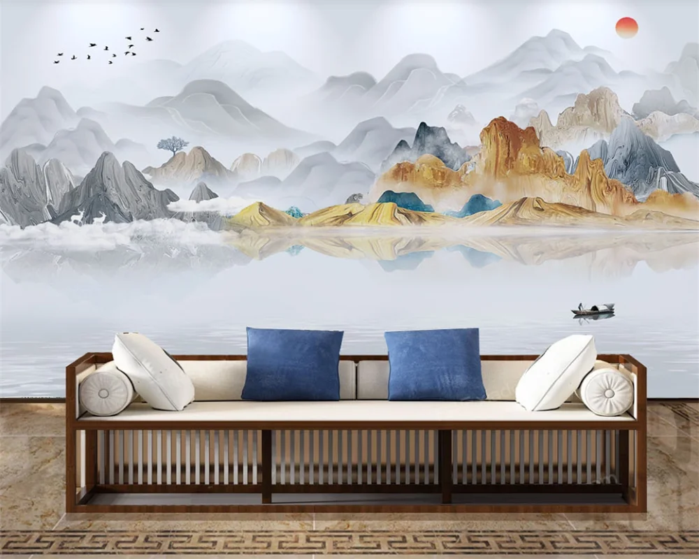 

beibehang Customized new Chinese ink landscape TV background wall modern decorative painting wallpaper papier peint