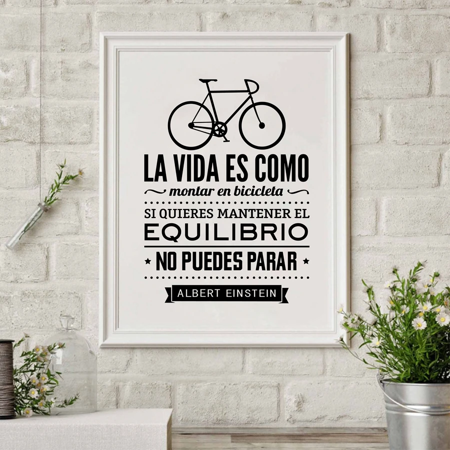 Spanish Life Quote Canvas Painting Art Print Poster Life is Like A Bicycle Spanish Living Room Home Decor Picture