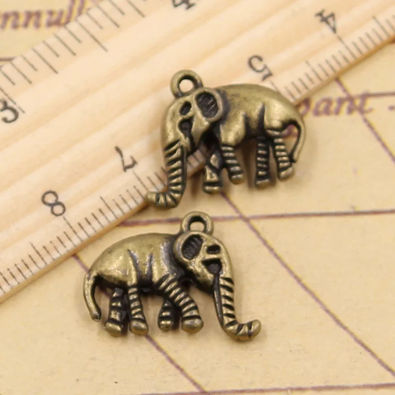 10pcs Charms proboscis elephant 20x16x4mm Tibetan Bronze Silver Color Pendants Antique Jewelry Making DIY Handmade Craft