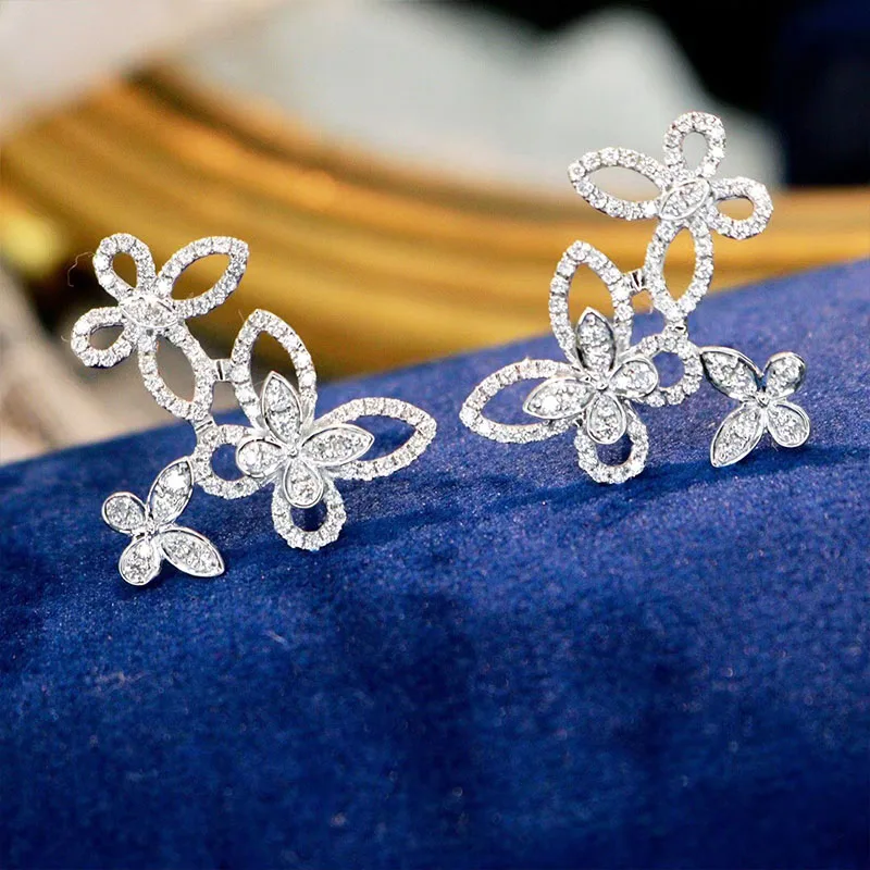 Huitan Chic Butterfly Earrings for Women Delicate Daily Wear Ear Accessories Birthday Gift Luxury Cubic Zirconia Jewelry