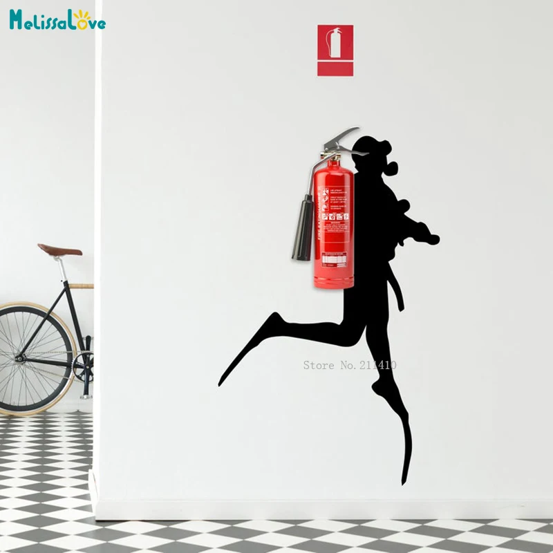 Scuba Diver Wall Sticker Fire Extinguisher Deep Dive Silhouette Vinyl Gift Decals Down Diving Happy Office Murals YT5176