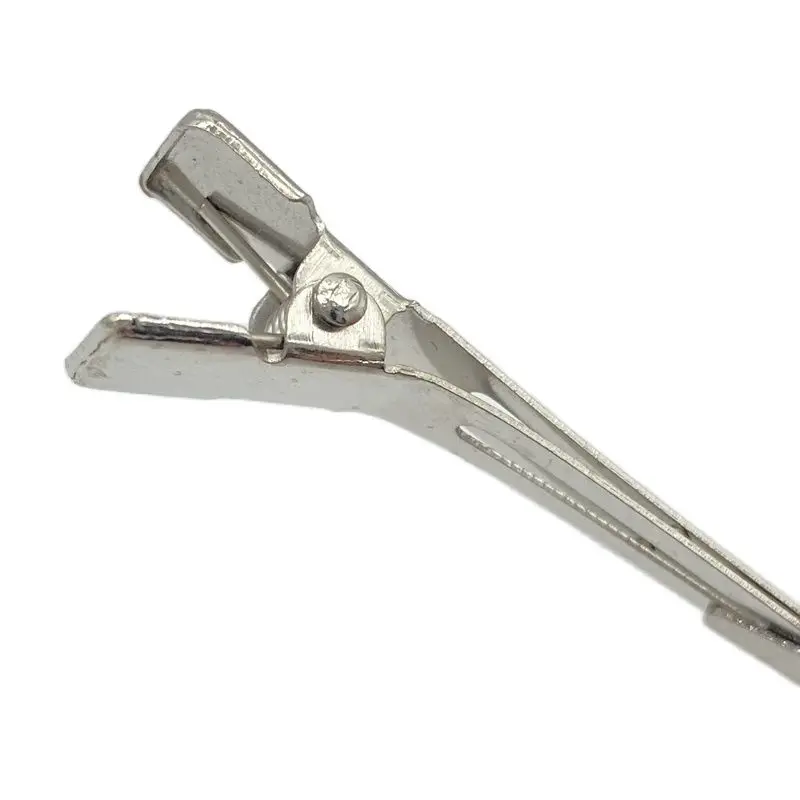 20 Stück 1 3/4 Zoll 45 mm silberne Nickel-Farbe Entenklammer mit einer Zinke, Metall-Haarspange, Krokodilklemme – Detail 3