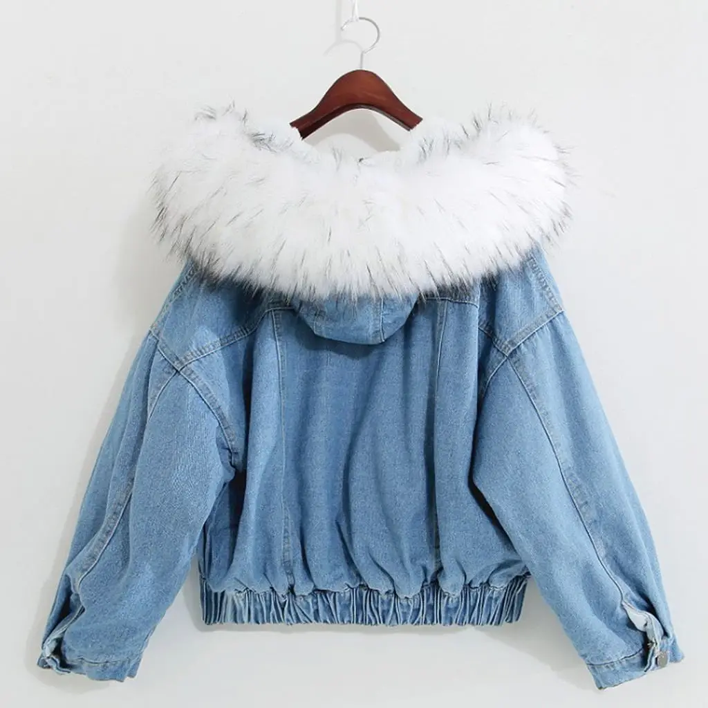 

Warm Winter Jacket Women Autumn Hooded Coat Female Jeans Denim Jackets Basic Ladies Top Women's Bomber Jacket Femme Veste