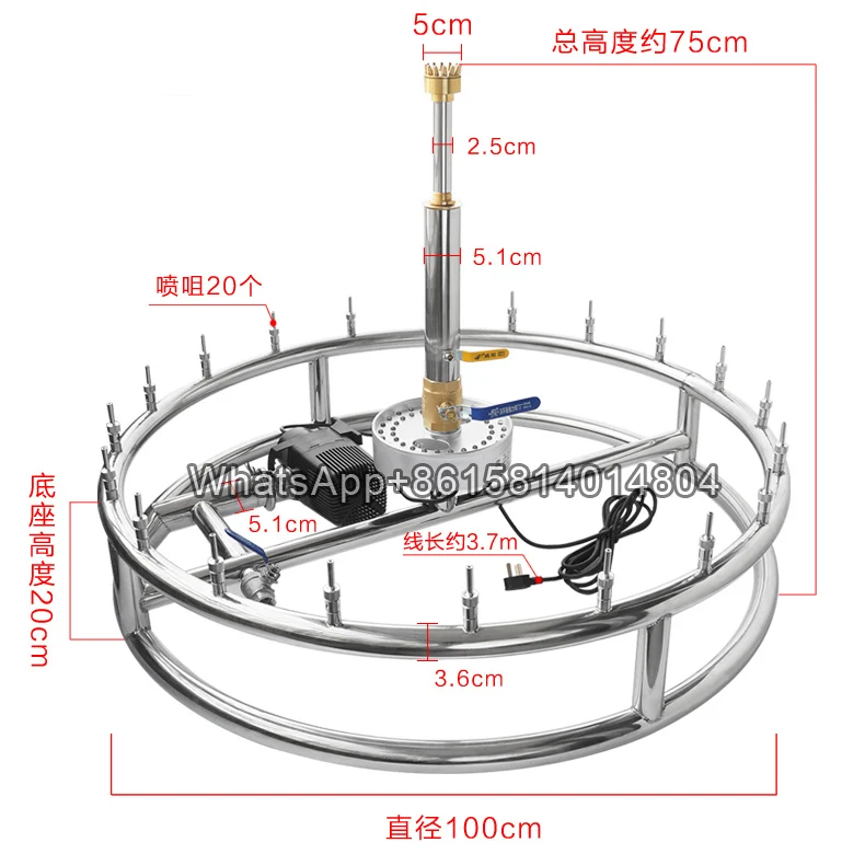 

Atomized home garden stainless steel fountain nozzle, LED light mushroom fountain pump