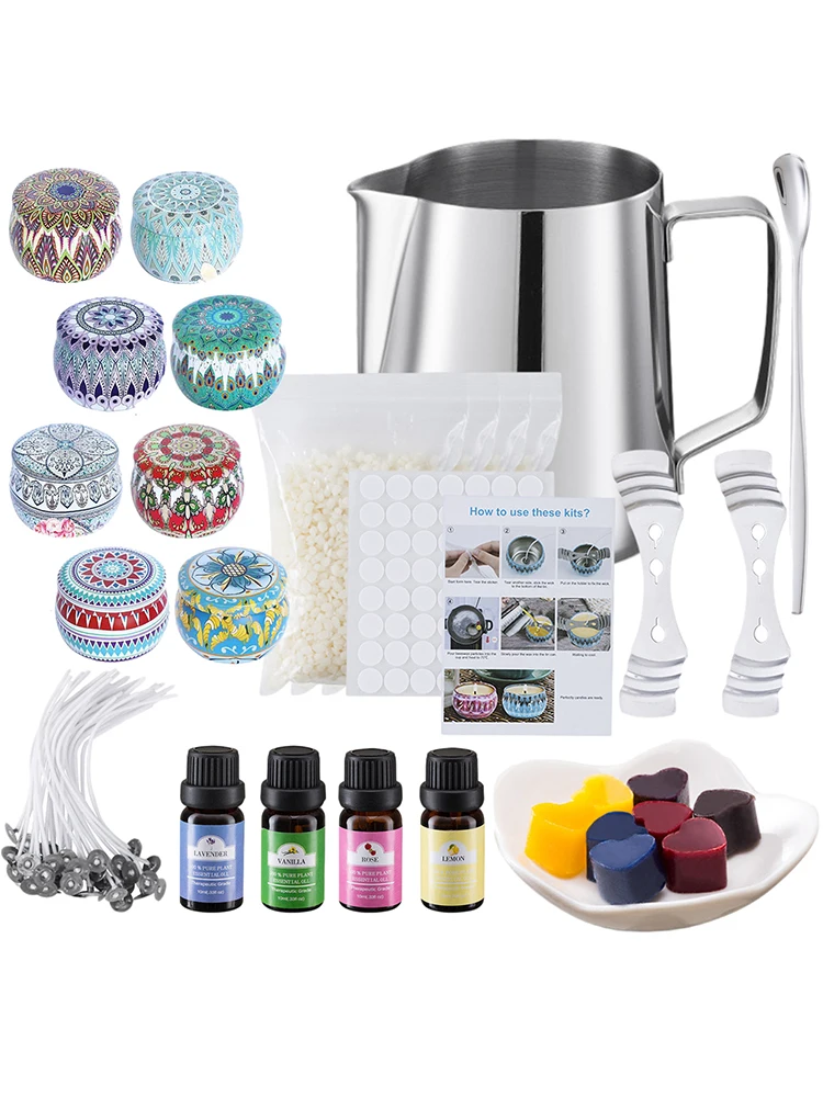 

Scented Candle Making Kit With Essential Oil Candle DIY Accessory Home Complete Heating Cup Tins Scented Gift Craft Tools